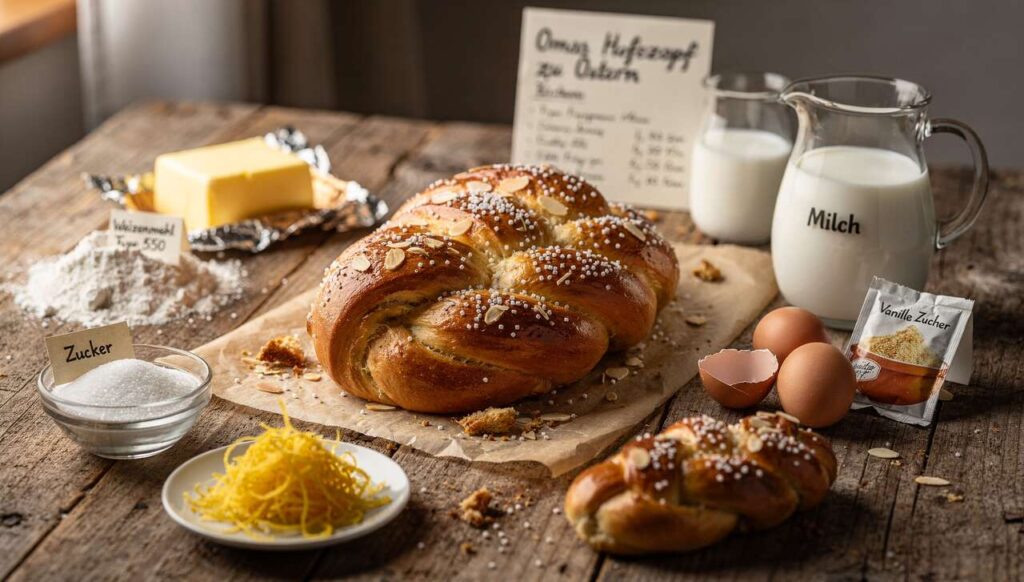 Omas Hefezopf zu Ostern, mit kalter Butter wird er so fluffig wie aus der Landbäckerei
