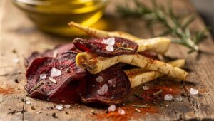 Airfryer-Gemüsechips aus Roter Bete und Pastinake, der gesunde Oster-Snack in 10 Minuten